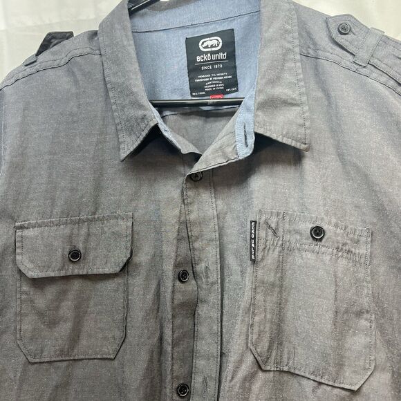 Ecko Unltd Men's Gray Short Sleeve Casual Button Shirt 2XL - Picture 2 of 7